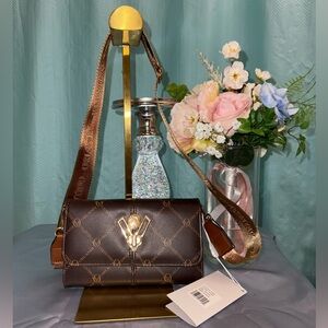 NWT - Valentino Orlandi Brown Cognac Leather Crossbody Bag